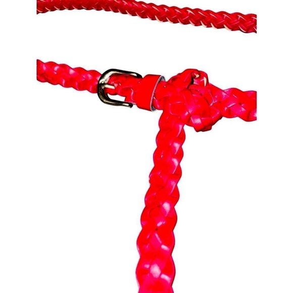 Skinny Woven Extra Long Red Belt - Bid Now = Discounted Shipping - Picture 4 of 9